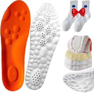 2 PCS Steppers Insoles for Men/Women, Steppers Massage Insoles, 4d Soft Memory Foam Cushioning Sports Cloud Insoles for Men (Orange*2, 2XL)