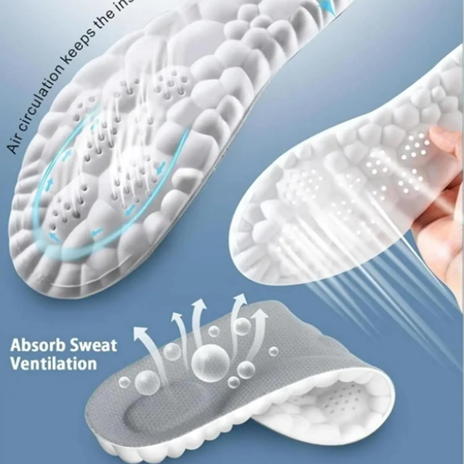 2 PCS Steppers Insoles for Men/Women, Steppers Massage Insoles, 4d Soft Memory Foam Cushioning Sports Cloud Insoles for Men (Orange*2, 2XL)