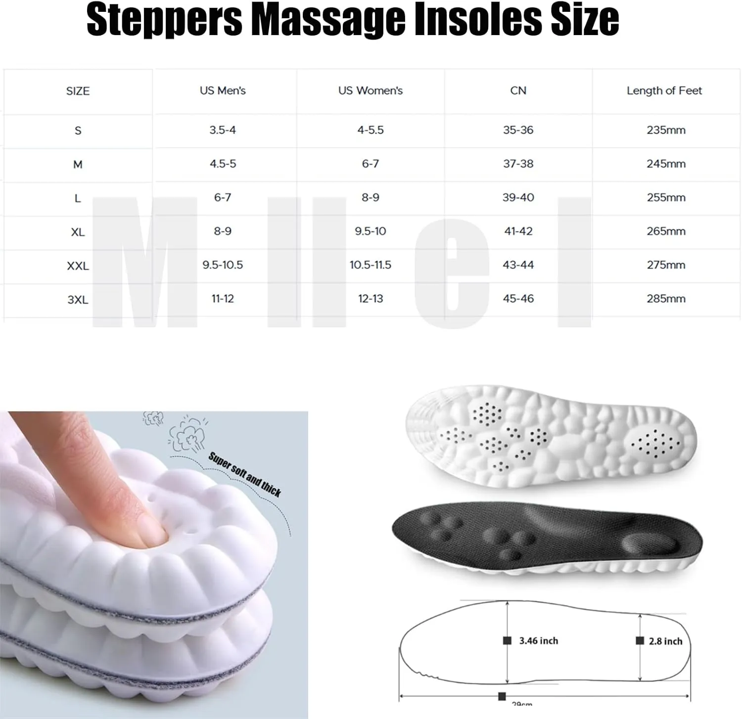 2 PCS Steppers Insoles for Men/Women, Steppers Massage Insoles, 4d Soft Memory Foam Cushioning Sports Cloud Insoles for Men (Orange*2, 2XL)