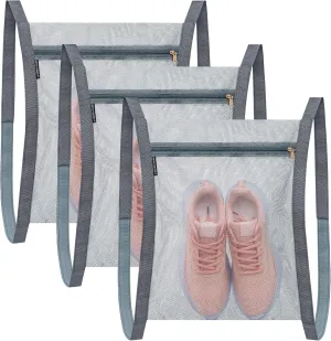 3 Pcs Shoe Drying Bag, Sneaker Bags for Dryer, Bag for Drying Shoes, Reusable Shoe Dryer Mesh Bags, Honeycomb Net Laundry Bags with Zipper & Strap for Washing Machine, Shoes, Clothing, 15.7x13.8 Inch