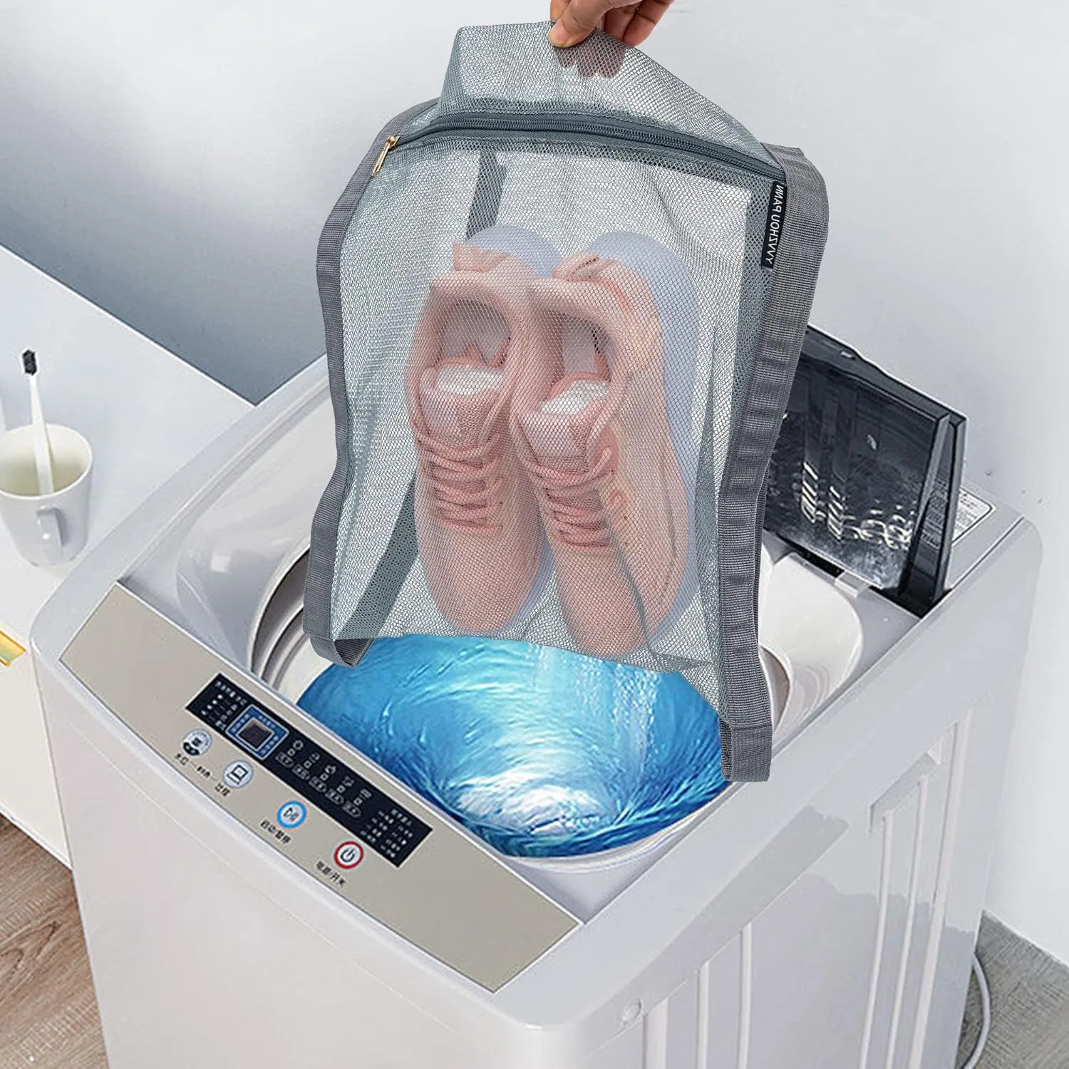 3 Pcs Shoe Drying Bag, Sneaker Bags for Dryer, Bag for Drying Shoes, Reusable Shoe Dryer Mesh Bags, Honeycomb Net Laundry Bags with Zipper & Strap for Washing Machine, Shoes, Clothing, 15.7x13.8 Inch