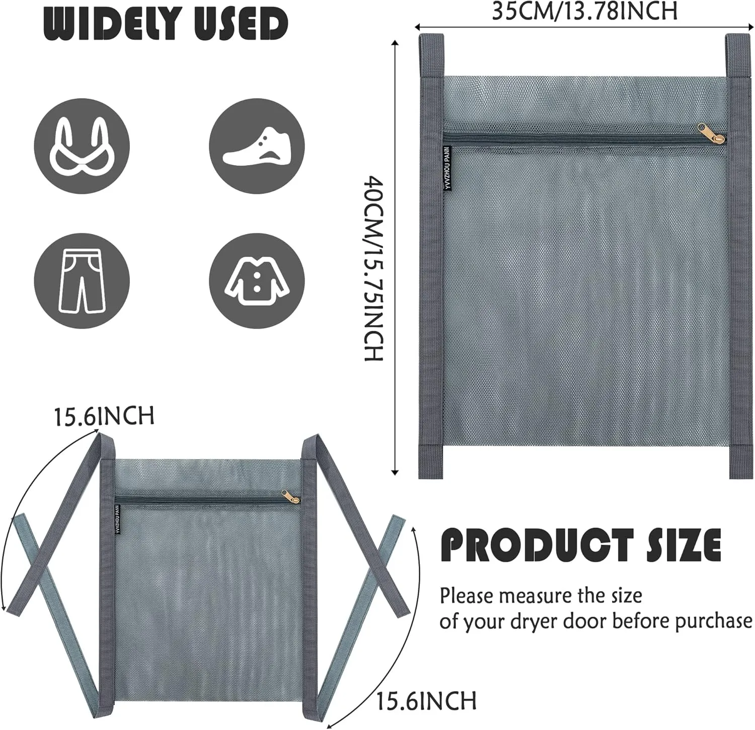 3 Pcs Shoe Drying Bag, Sneaker Bags for Dryer, Bag for Drying Shoes, Reusable Shoe Dryer Mesh Bags, Honeycomb Net Laundry Bags with Zipper & Strap for Washing Machine, Shoes, Clothing, 15.7x13.8 Inch