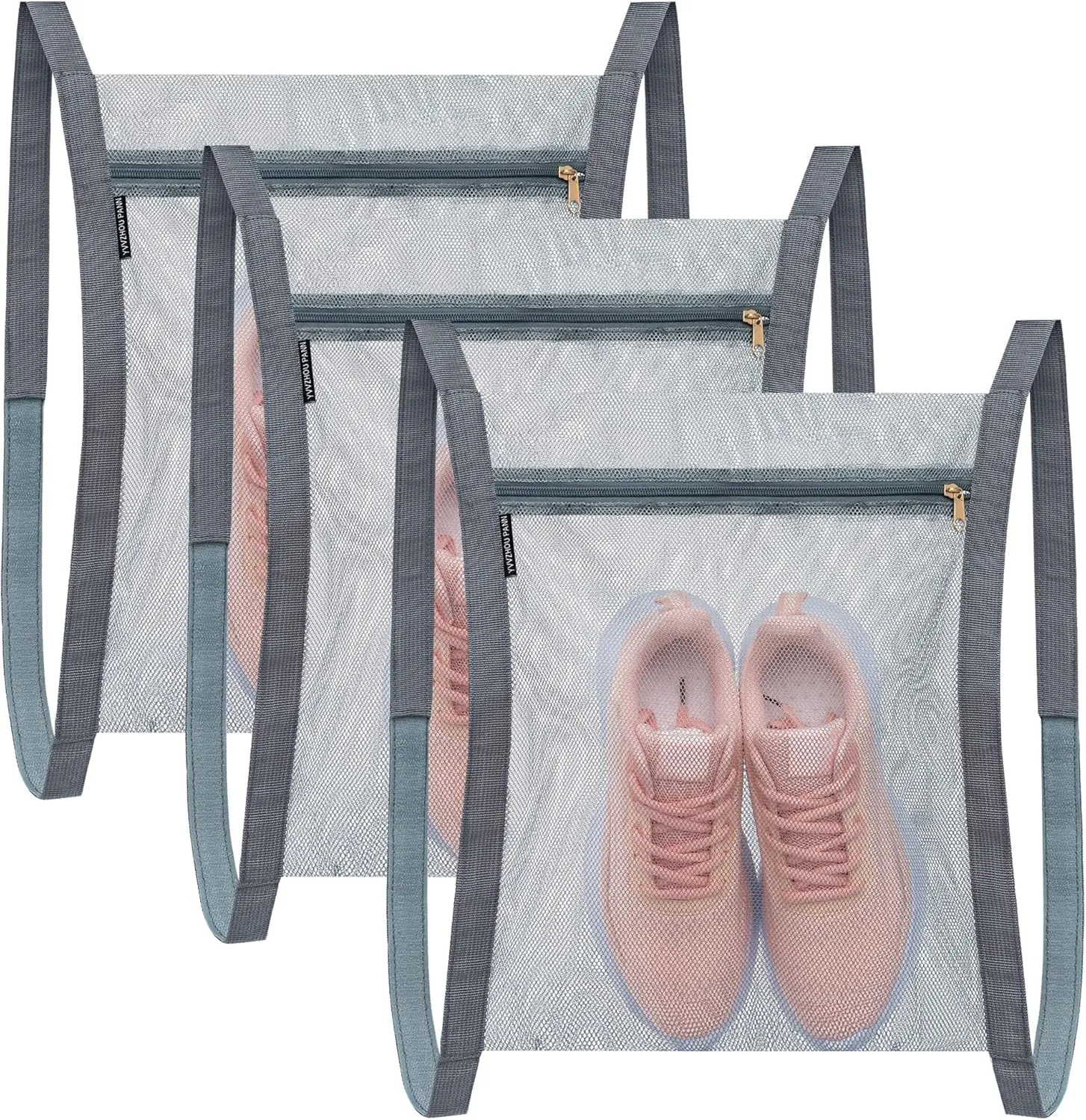 3 Pcs Shoe Drying Bag, Sneaker Bags for Dryer, Bag for Drying Shoes, Reusable Shoe Dryer Mesh Bags, Honeycomb Net Laundry Bags with Zipper & Strap for Washing Machine, Shoes, Clothing, 15.7x13.8 Inch
