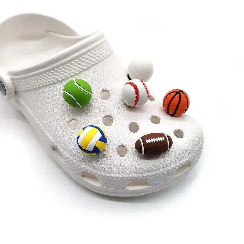 3D Basketball orange stripe shoe charm