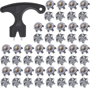 51 Pcs Golf Shoe Spikes Set - 50 Replacements & 1 Black Spanner, 6 mm Metal Thread Screw, Golf Accessories Gifts
