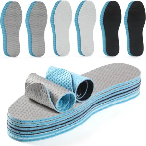 6 Pairs Thin Shoe Inserts,Breathable Insoles ice Cool Sponge Shoe pad Three-Layer Latex Soft Men and Women Sports Replacement Insole 3mm