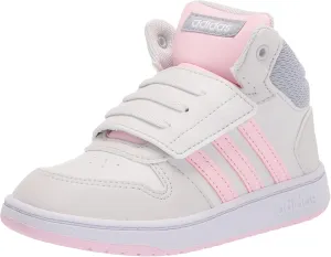 adidas Kids Hoops Mid 2.0 Basketball Shoe, Dark Grey/Pink/Halo Silver, 4 US Unisex Toddler