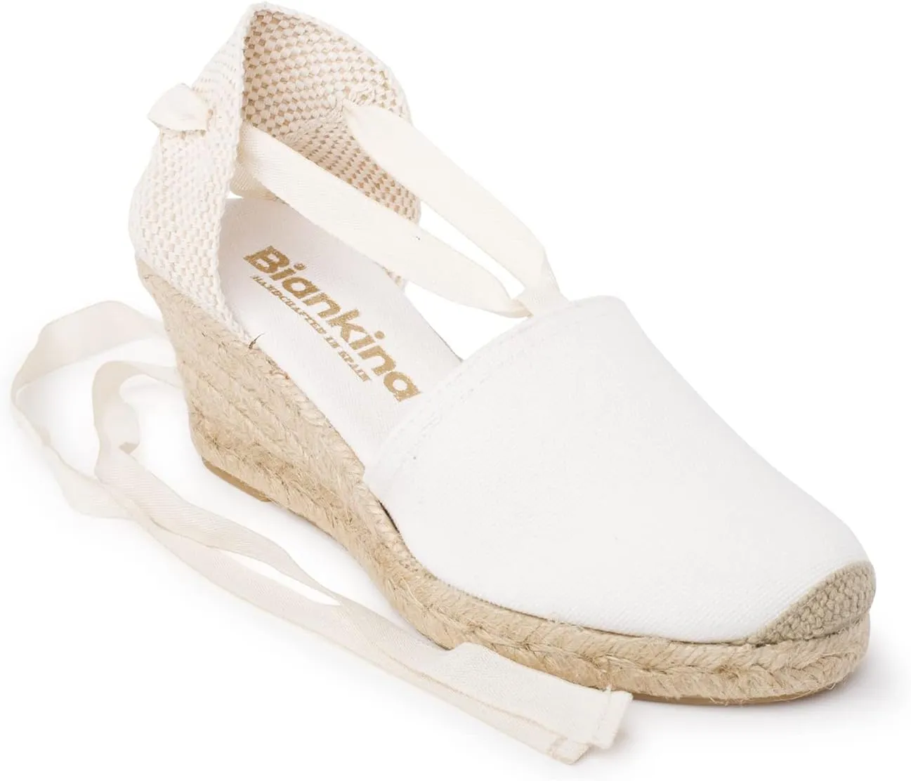 Almanera Authentic Spanish Espadrille Wedge Sandals for Women - Sustainable, Eco Friendly, Vegan Shoes. Classic Style, Organic Cotton Canvas Upper, Comfy Insole, Jute Midsole, Rubber Sole. Made in Spain