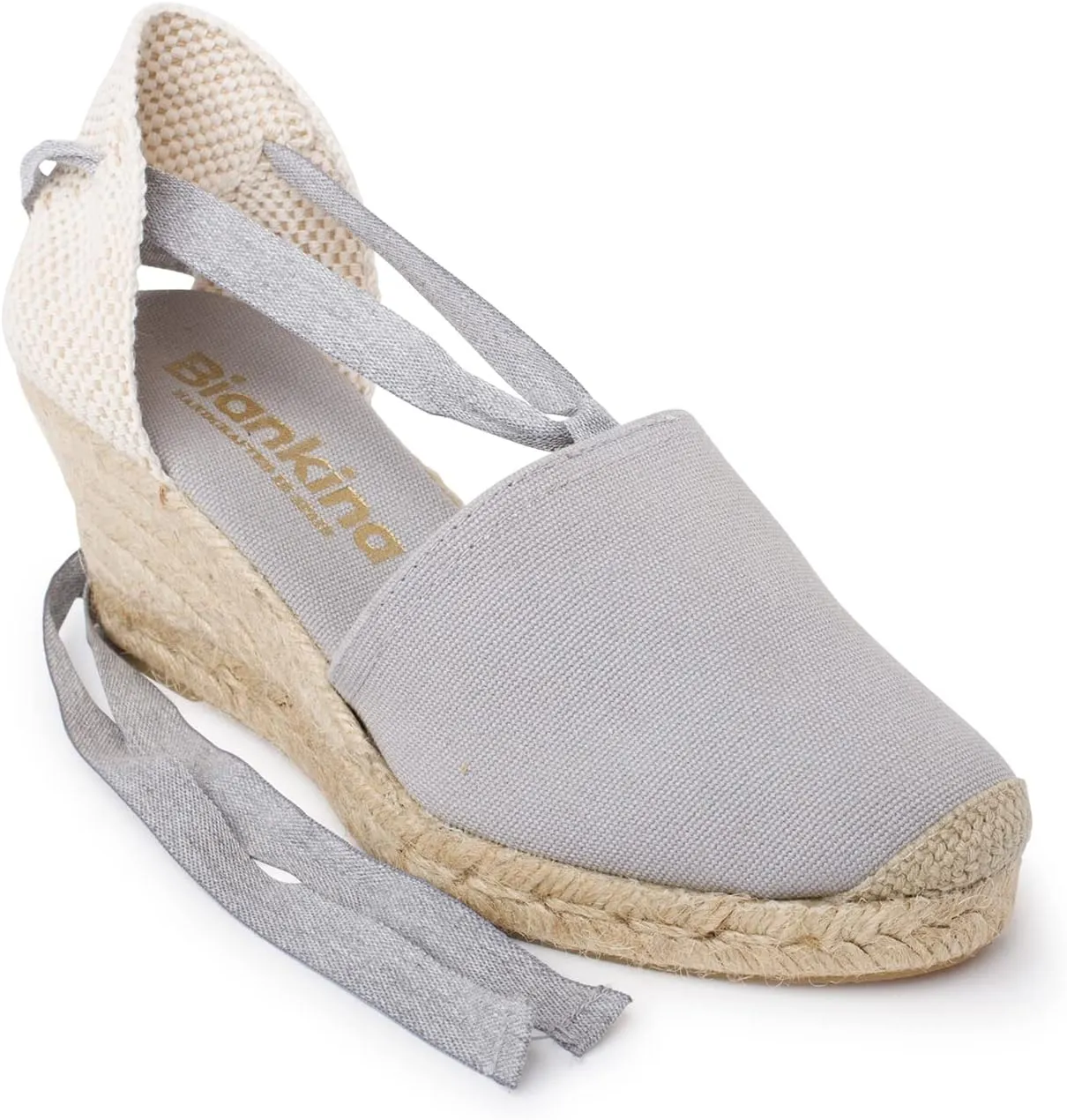 Almanera Authentic Spanish Espadrille Wedge Sandals for Women - Sustainable, Eco Friendly, Vegan Shoes. Classic Style, Organic Cotton Canvas Upper, Comfy Insole, Jute Midsole, Rubber Sole. Made in Spain