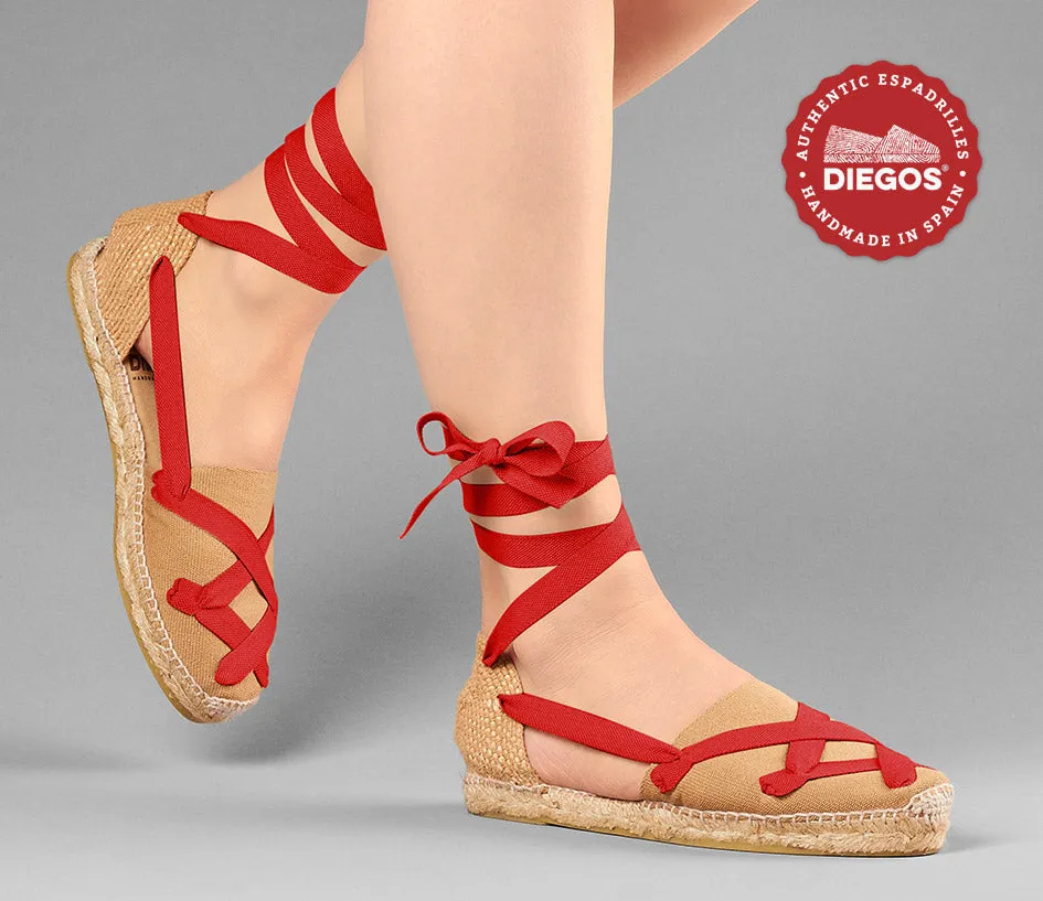 Alpargatas planas Lola clásicas de yute con cordones