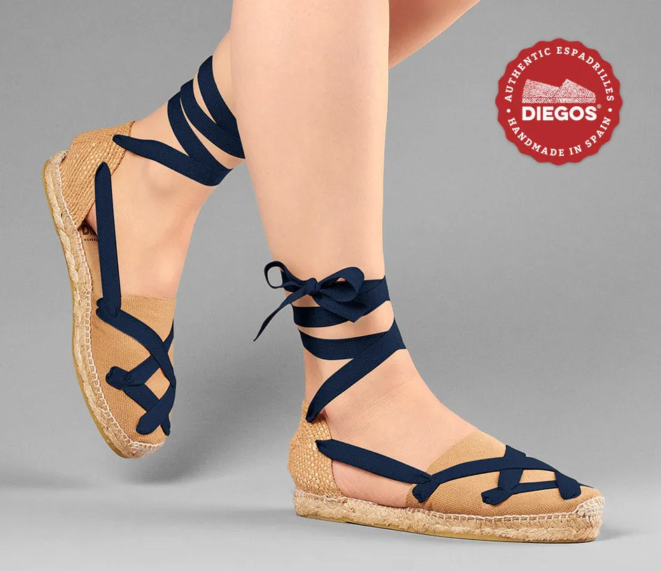 Alpargatas planas Lola clásicas de yute con cordones