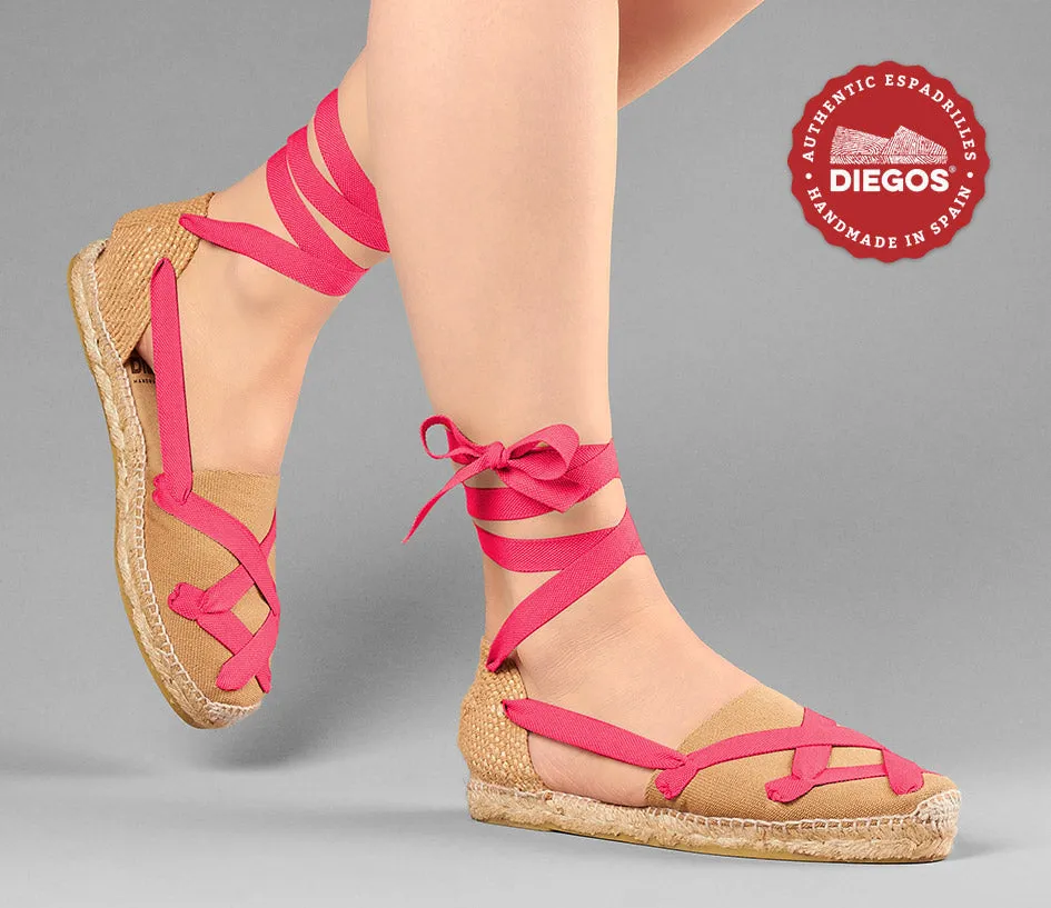 Alpargatas planas Lola clásicas de yute con cordones