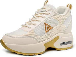 AONEGOLD Womens Knit Platform Hidden Wedges Sneaker High Top Athletic Walking Shoes High Heel Mesh Fashion