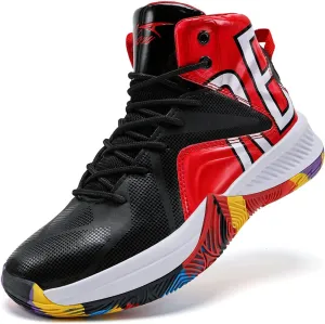 ASHION Unisex Kids Basketball Shoes Air Boys Girls High Top Sneakers Breathable Outdoor Cushioning Athletic Shoes