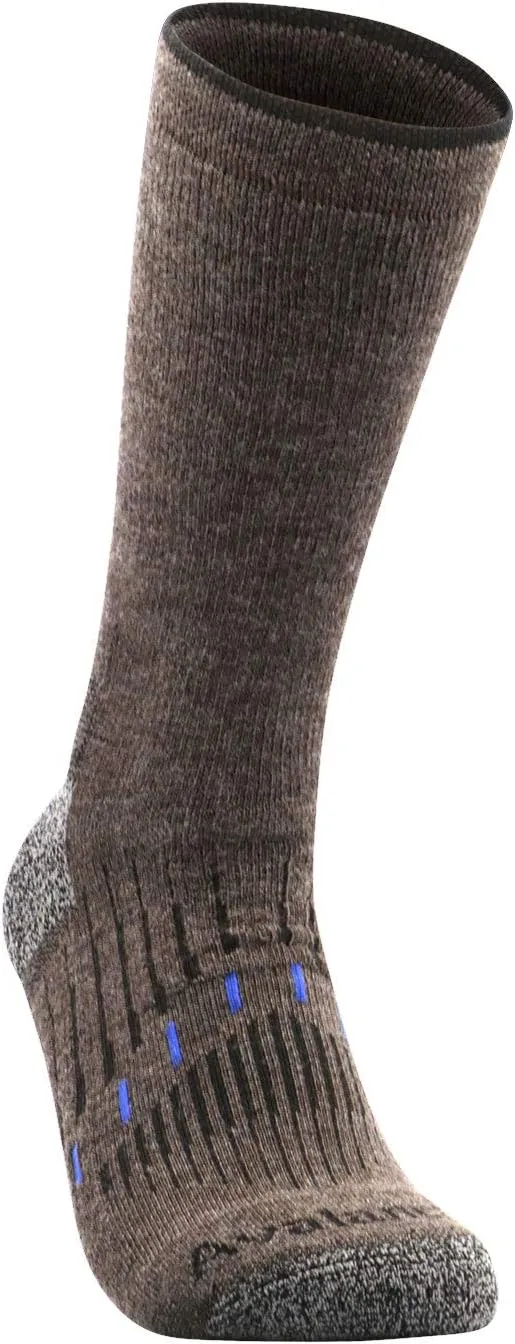 Avalanche Men's Quick Drying Merino Wool Blend Crew Socks With Arch Support 2-Pack