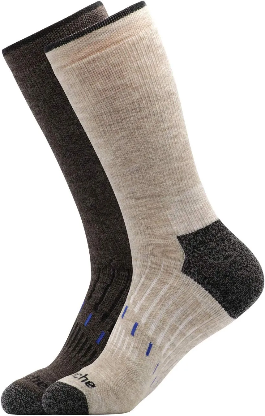 Avalanche Men's Quick Drying Merino Wool Blend Crew Socks With Arch Support 2-Pack