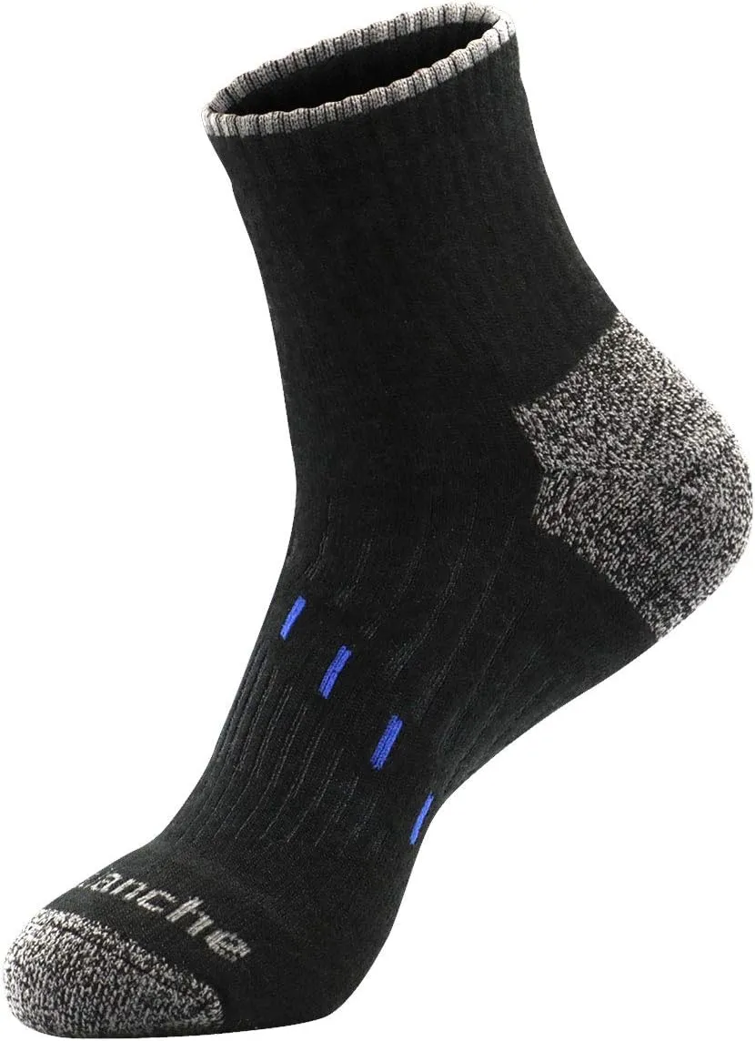 Avalanche Men's Quick Drying Merino Wool Blend Quarter Socks With Arch Support 2-Pack