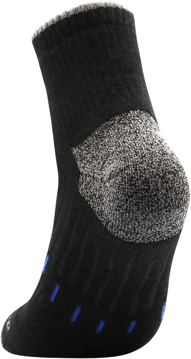 Avalanche Men's Quick Drying Merino Wool Blend Quarter Socks With Arch Support 2-Pack