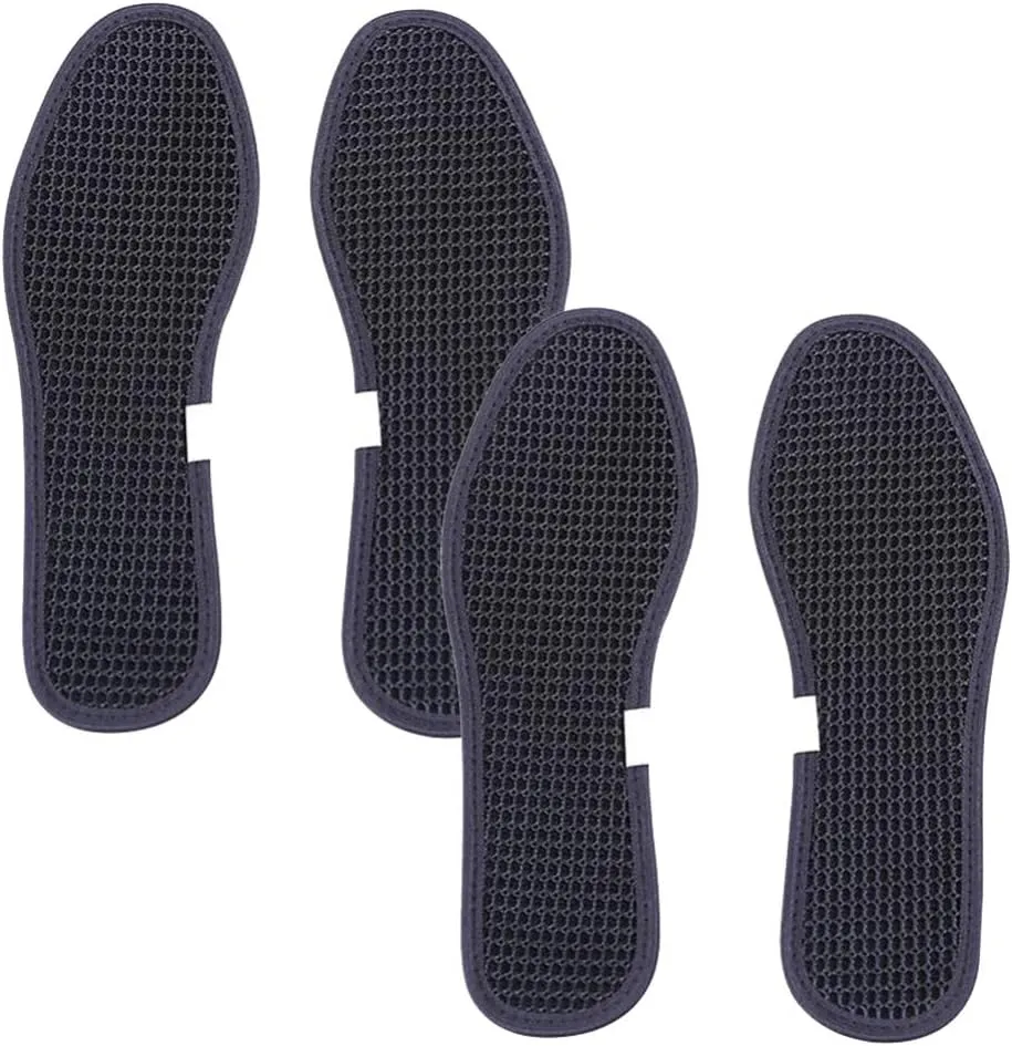 Bamboo Charcoal Shoe Insoles Mesh Insoles Sweat Absorbent Anti Odor Shoe Inserts Pads for Men Women Sports Running Black 2 Pairs Size 44