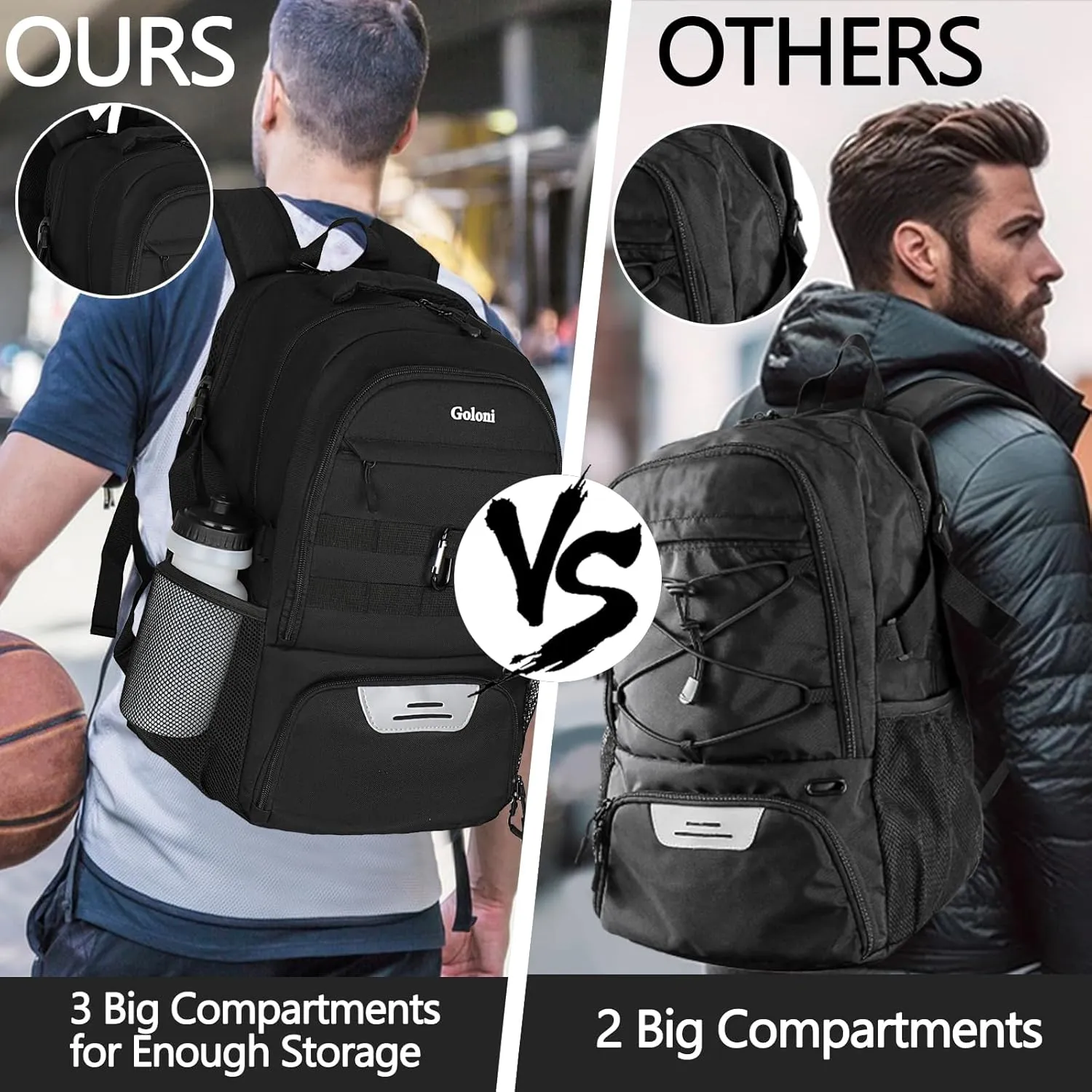 Basketball Backpack for Men and Women,Sports Bag with Ball Compartment,Gym Backpack with Shoe Compartment