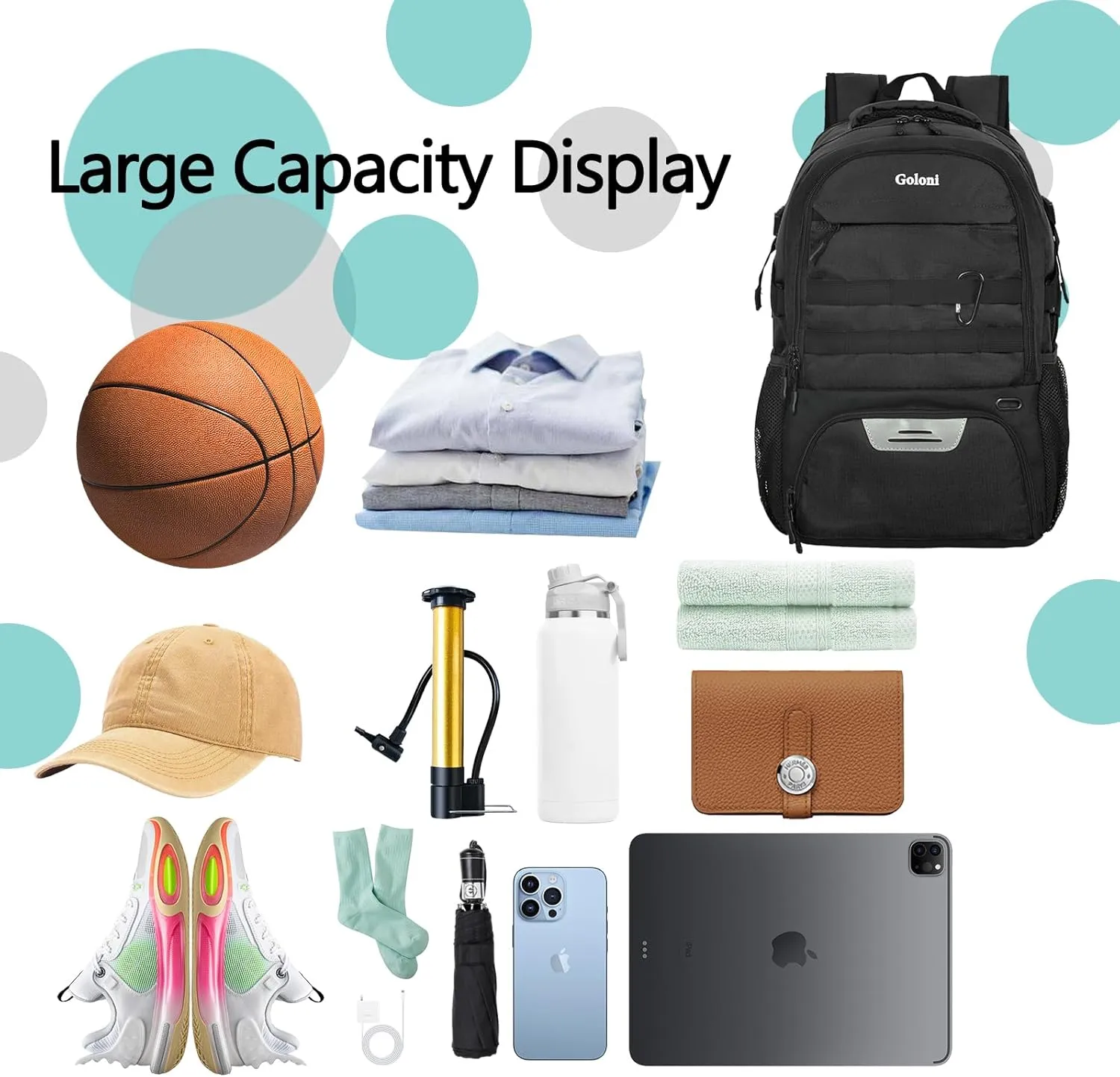 Basketball Backpack for Men and Women,Sports Bag with Ball Compartment,Gym Backpack with Shoe Compartment
