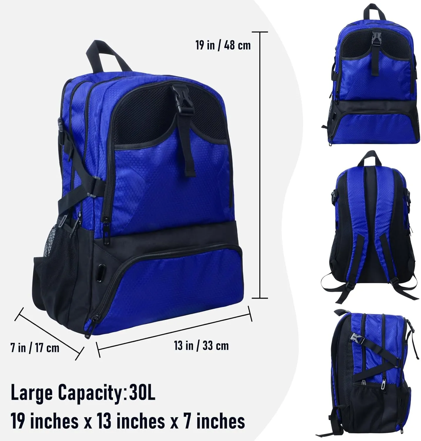 Basketball Backpack, Waterproof basketball bag with Large Shoe and Ball Compartment, Backpack for Women Men, Sports Equipment Bag for Soccer, Volleyball, Gym, Outdoor, Travel, 30L