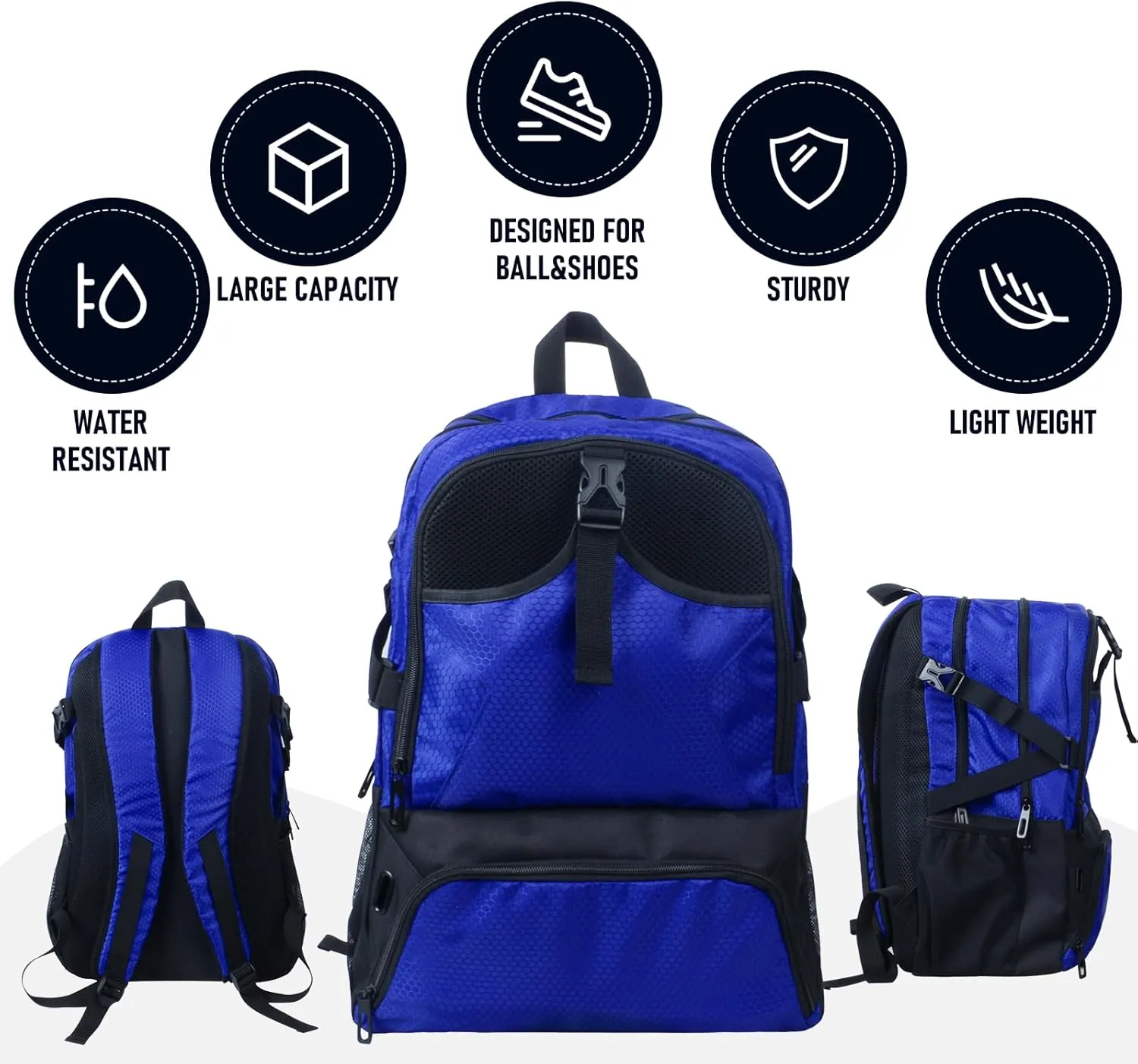 Basketball Backpack, Waterproof basketball bag with Large Shoe and Ball Compartment, Backpack for Women Men, Sports Equipment Bag for Soccer, Volleyball, Gym, Outdoor, Travel, 30L