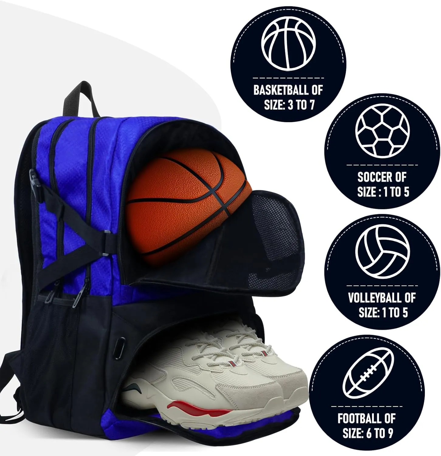 Basketball Backpack, Waterproof basketball bag with Large Shoe and Ball Compartment, Backpack for Women Men, Sports Equipment Bag for Soccer, Volleyball, Gym, Outdoor, Travel, 30L