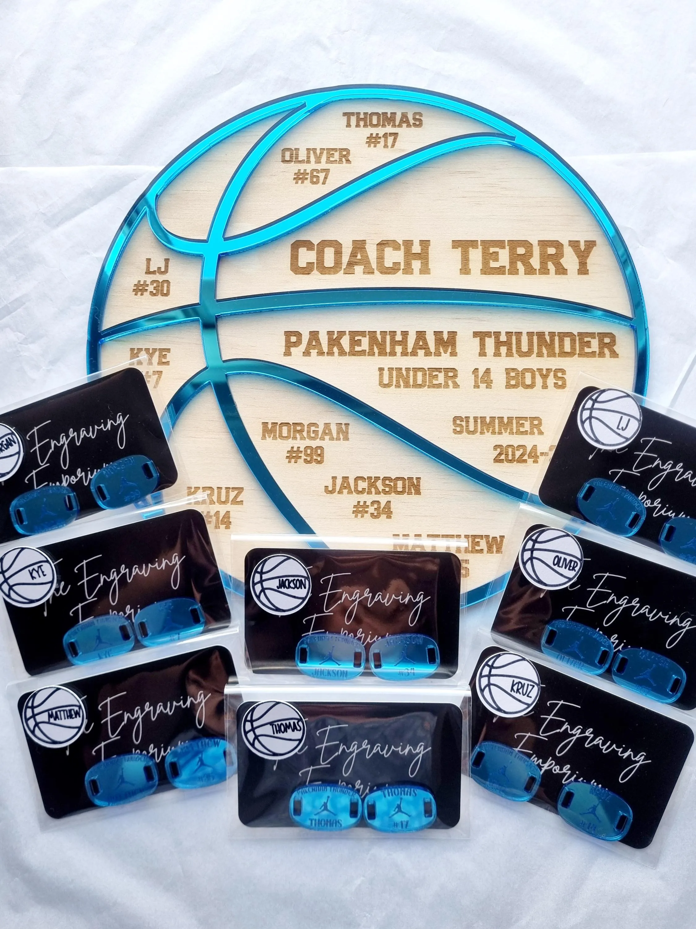 Basketball Coach & Team Gift Set – Personalised Plaque & Shoe Tags