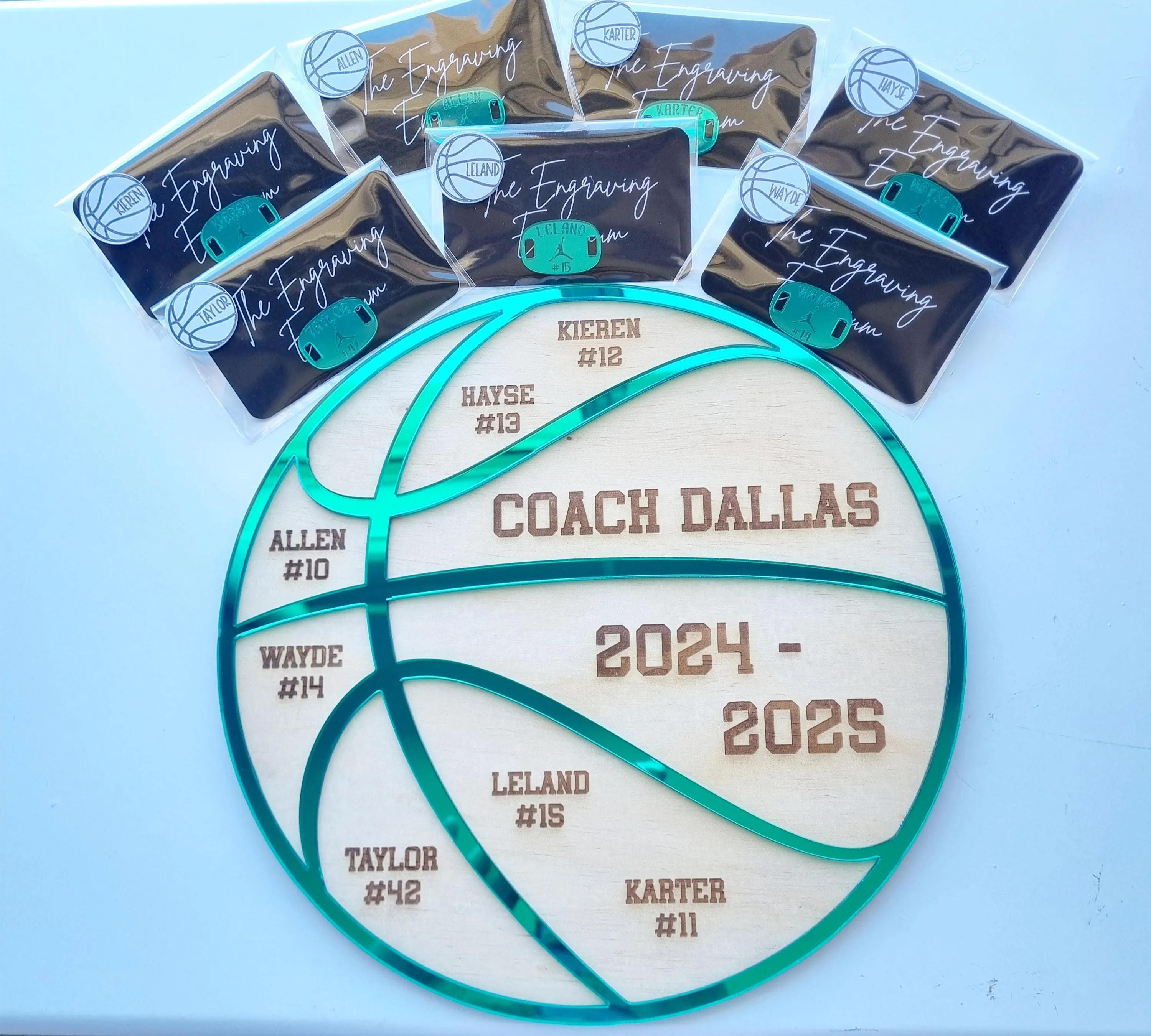 Basketball Coach & Team Gift Set – Personalised Plaque & Shoe Tags