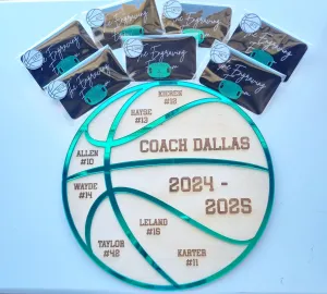 Basketball Coach & Team Gift Set – Personalised Plaque & Shoe Tags
