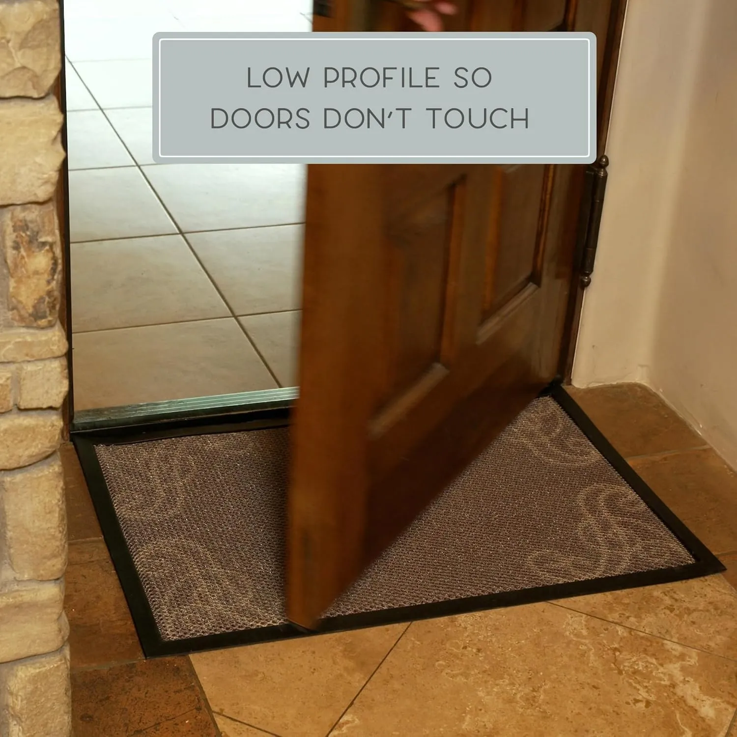 Bernini Aqua-Terra Waterproof Shoe Scraper Door Mat, Heavy Duty Mud Mat with Quick Dry Mesh, Stain Resistant Rubber, Low-Profile Dirt Grabber, Shoe Cleaning Mats for Indoor/Outdoor Entryway, 36"x 24"