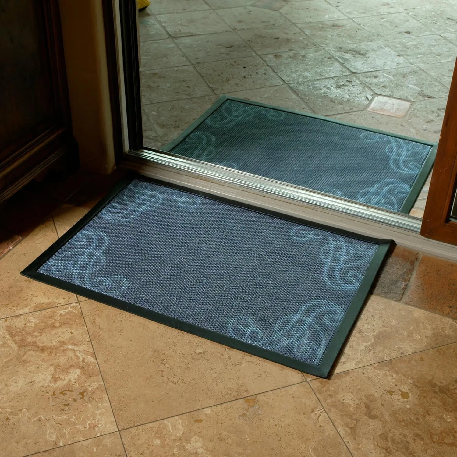 Bernini Aqua-Terra Waterproof Shoe Scraper Door Mat, Heavy Duty Mud Mat with Quick Dry Mesh, Stain Resistant Rubber, Low-Profile Dirt Grabber, Shoe Cleaning Mats for Indoor/Outdoor Entryway, 36"x 24"
