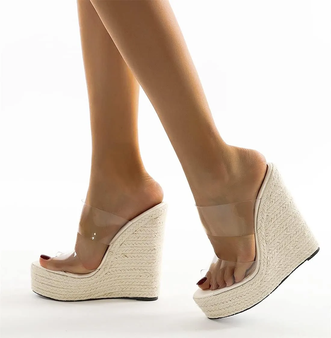 Betastella Women's Platform Espadrille Wedge Sandals Slides Open Toe Summer Slippers Pumps,