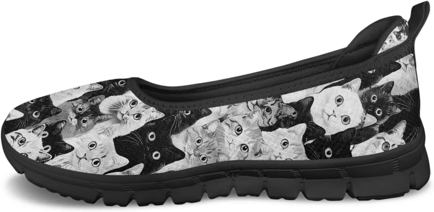 Binienty Women's Wide Toe Box Flats Slip on Dress Walking Comfort Shoe Breatheble Knit Ballet Flat for Women Outdoor