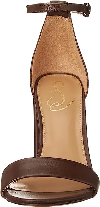 Block Early-bird price Ankle Yaro Chocolate Dark Toe Open Intelligent Sandals Strap Edelman High Heel Sam
