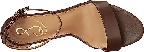 Block Early-bird price Ankle Yaro Chocolate Dark Toe Open Intelligent Sandals Strap Edelman High Heel Sam