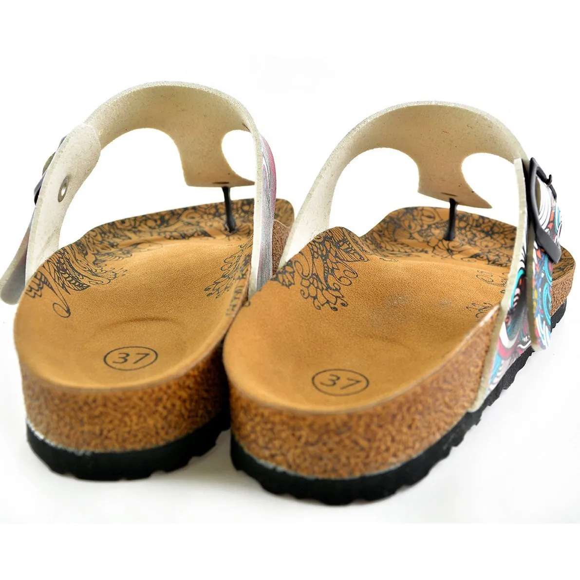 Blue and Purple Sea Wavy, Patterned Mixed Sandal - CAL511