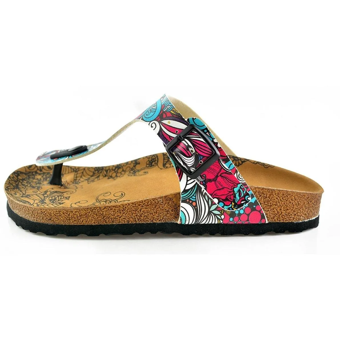 Blue and Purple Sea Wavy, Patterned Mixed Sandal - CAL511