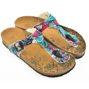 Blue and Purple Sea Wavy, Patterned Mixed Sandal - CAL511
