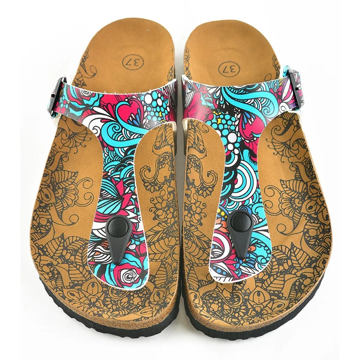 Blue and Purple Sea Wavy, Patterned Mixed Sandal - CAL511