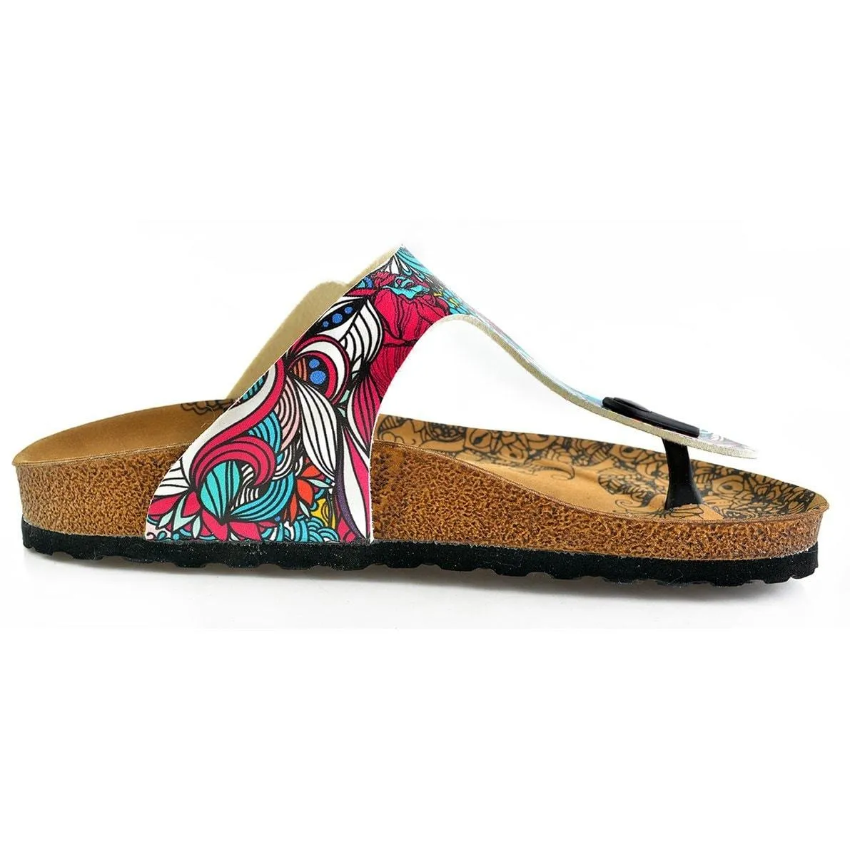 Blue and Purple Sea Wavy, Patterned Mixed Sandal - CAL511