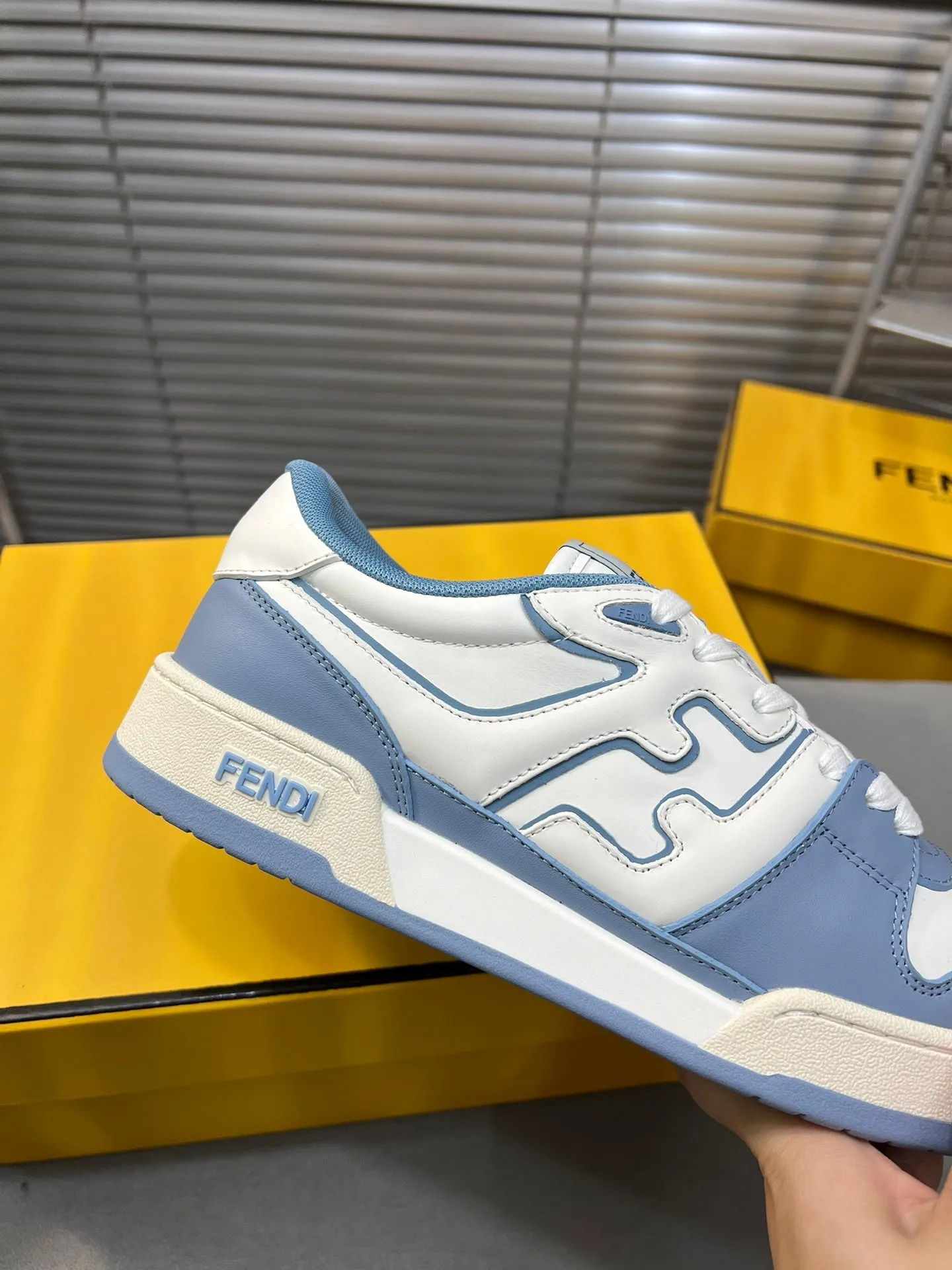 BLUE FENDI MIX IN FENDI LOW MATCH MESH All-in-one Final hours CALFSKIN CERULEAN TOPS AND WHITE