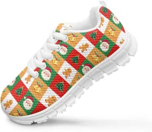Boys Girls Christmas Mesh Sneaker Non Slip Breathable Sports Running Tennis Shoe Lace-up Casual Walking Shoe US11-5