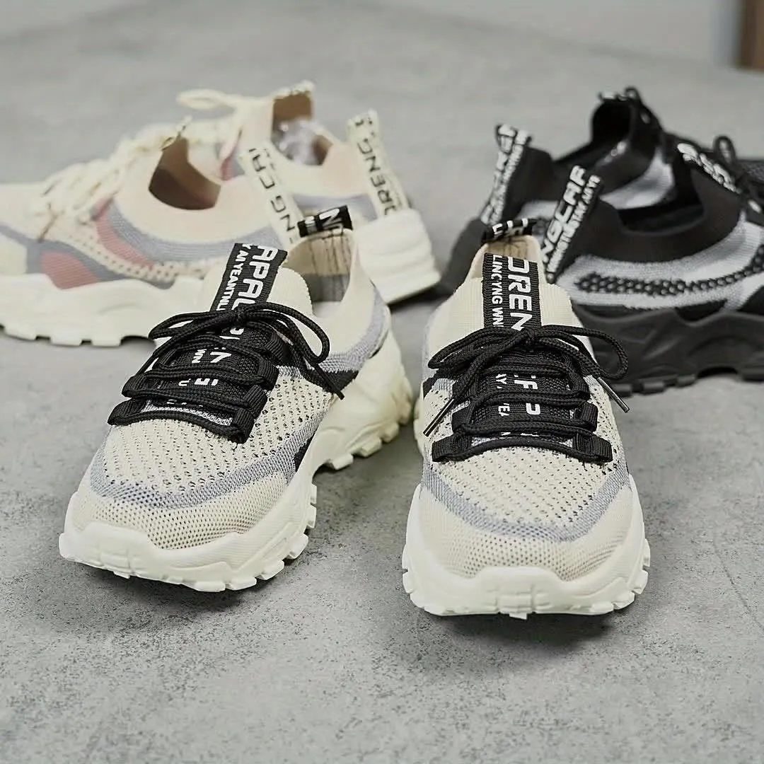 [Breathable Mesh Platform Sneakers] Women's Breathable Mesh Platform Sneakers, Casual Lace Up Outdoor Shoes, Comfortable Low Top Sport Shoes Plus Size