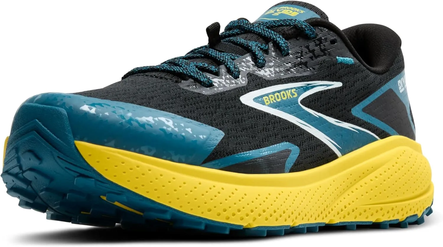 Brooks Men’s Divide 5 Trail Running Shoe - Black/Celestial/Quince - 12.5 Medium