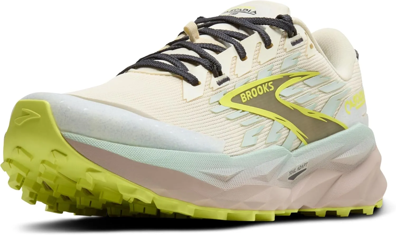 Brooks Women’s Cascadia 19 Mountain Trail Running Shoe - Coconut/Misty Blue/Ebony - 8 Wide