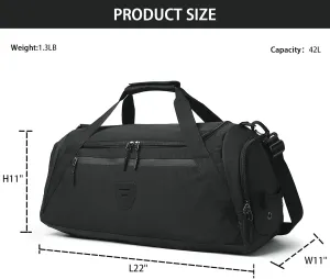 BSHG Gym Bags For Men & Women, Sports Duffel Bag For Men Travel, Weekend Overnight Bag With Shoe Compartment & Wet Pocket, Water Resistant Workout Duffle Bag Athletic Gym Bag Men B-GB-002-Black