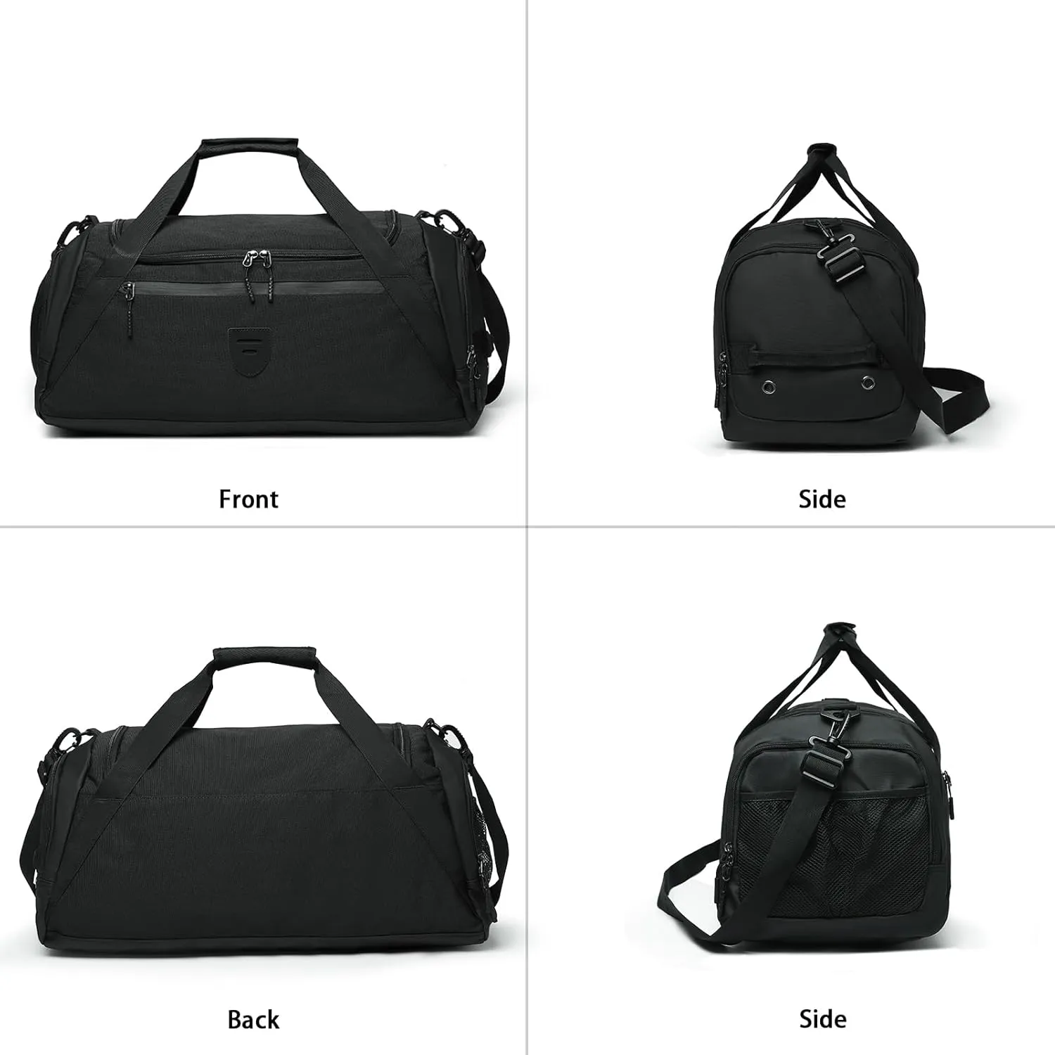 BSHG Gym Bags For Men & Women, Sports Duffel Bag For Men Travel, Weekend Overnight Bag With Shoe Compartment & Wet Pocket, Water Resistant Workout Duffle Bag Athletic Gym Bag Men B-GB-002-Black