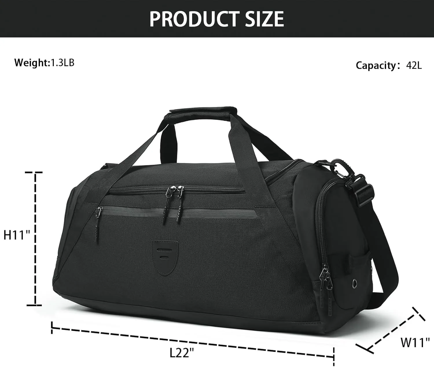 BSHG Gym Bags For Men & Women, Sports Duffel Bag For Men Travel, Weekend Overnight Bag With Shoe Compartment & Wet Pocket, Water Resistant Workout Duffle Bag Athletic Gym Bag Men B-GB-002-Black